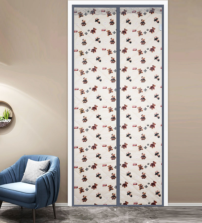 Polyester Vacuum Cotton Magnetic Screen Door curtain Bear Beige